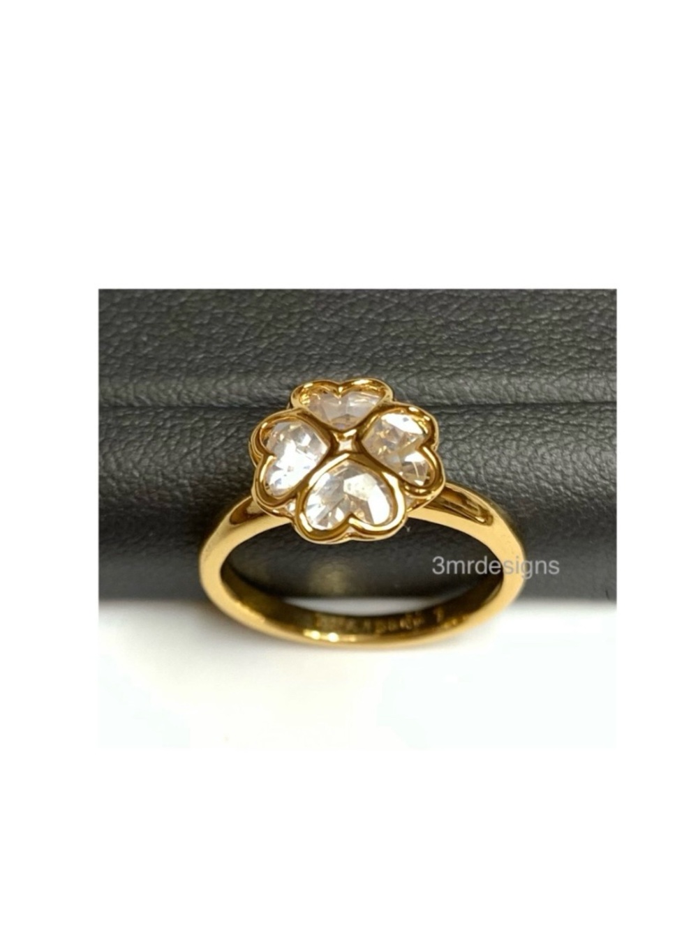 NWT Kate Spade ♠️ SOMETHING SPARKLY SPADE 12-K Gold Plated CZ Crystals Ring - Picture 4 of 9